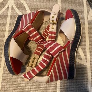 Sperry Nautical Wedge Heel Sz 8.5